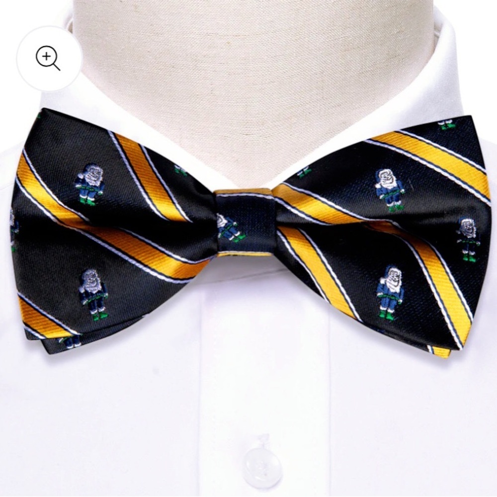 Barry Wang Men’s Holiday Christmas Santa Black Orange Fashion Silk BowTie NWOT